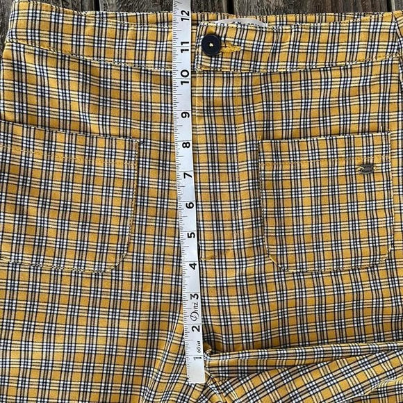 Yellow and black plaid high-waisted flare cropped pants small - Picture 5 of 8